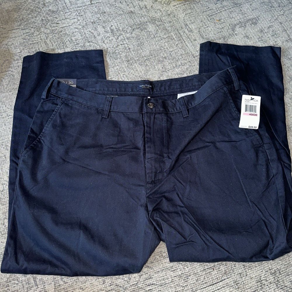 NAUTICA Beacon pants black a‎ bit trimmer mens tag size 40x30 NWT